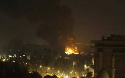 قصف صاروخي يطال السفارة الامريكية في بغداد واستهداف ارتال التحالف في بابل والديوانية