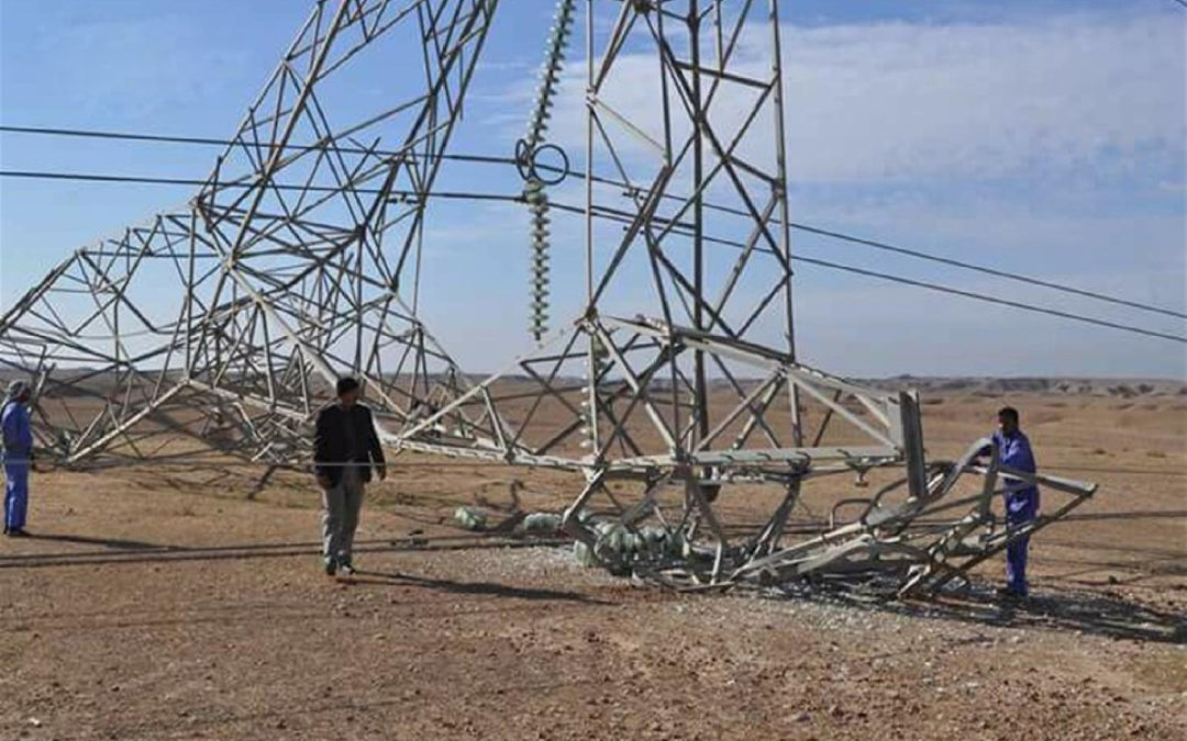 “الكهرباء العراقية” تعلن عن إستهداف جديد يطال خط كهرباء يغذي مشروع ماء