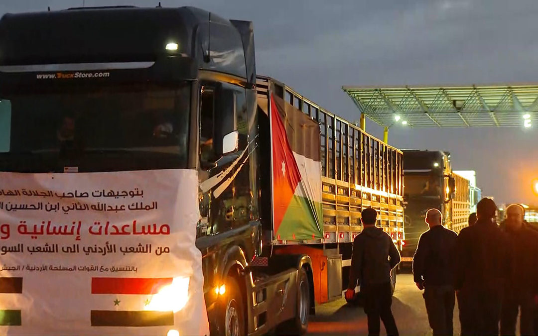 وصول قافلة مساعدات أردنية جديدة إلى سوريا تحمل مواد طبية وإغاثية
